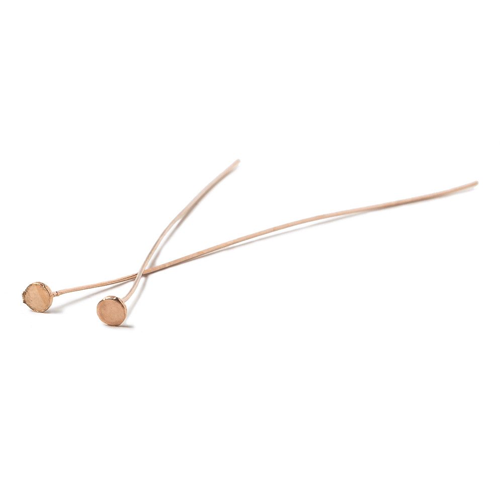 3" Rose Gold Disc Headpin - 26 Gauge Wire, 10pk - AtlantaFindingsCompany