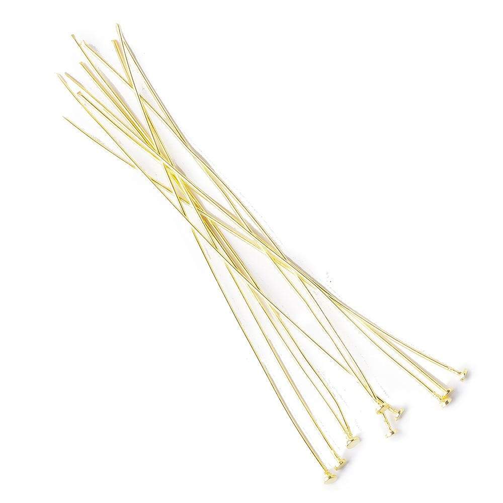3" Vermeil Disc Headpin - 24 Gauge Wire, 10 Pack - AtlantaFindingsCompany