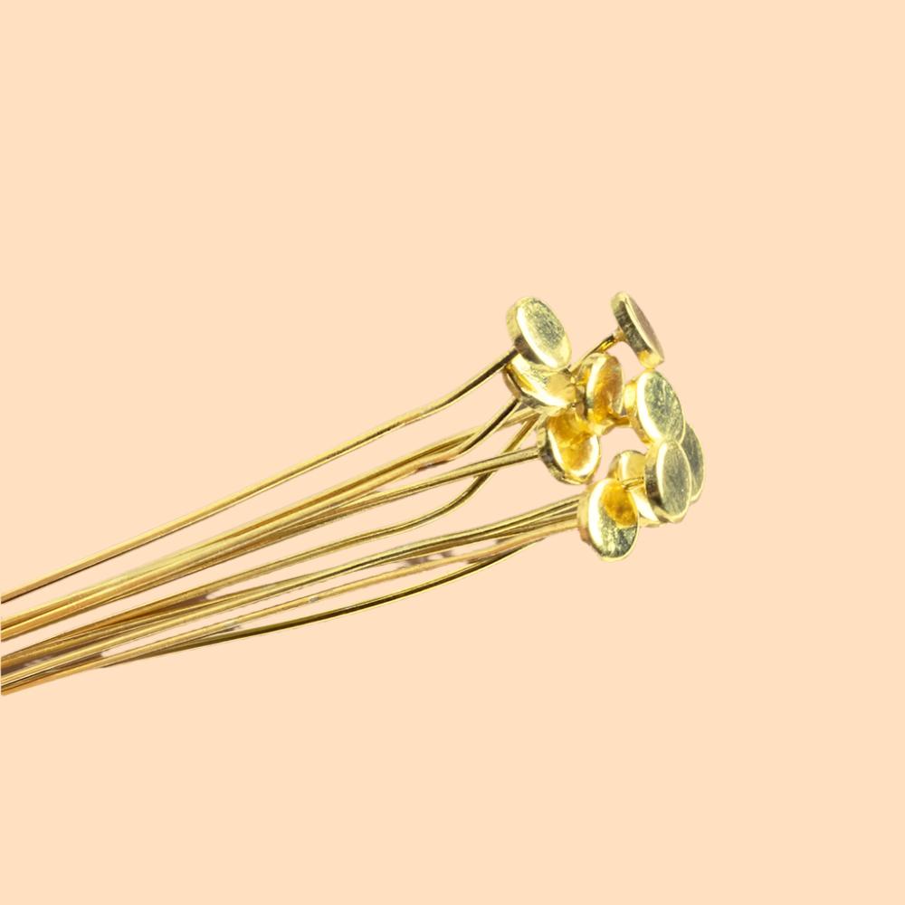 3" Vermeil Disc Headpin - 26 Gauge Wire (10 Pack) - AtlantaFindingsCompany