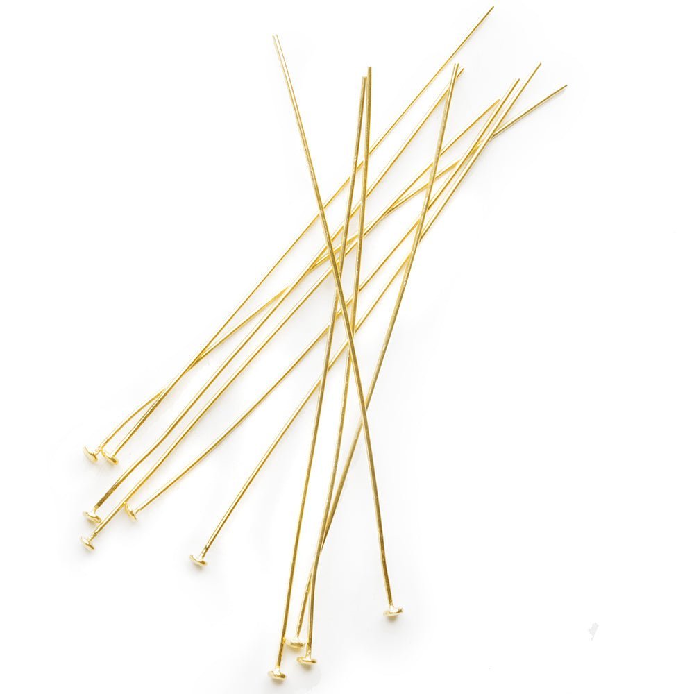 3" Vermeil Disc Headpin - 26 Gauge Wire (10 Pack) - AtlantaFindingsCompany