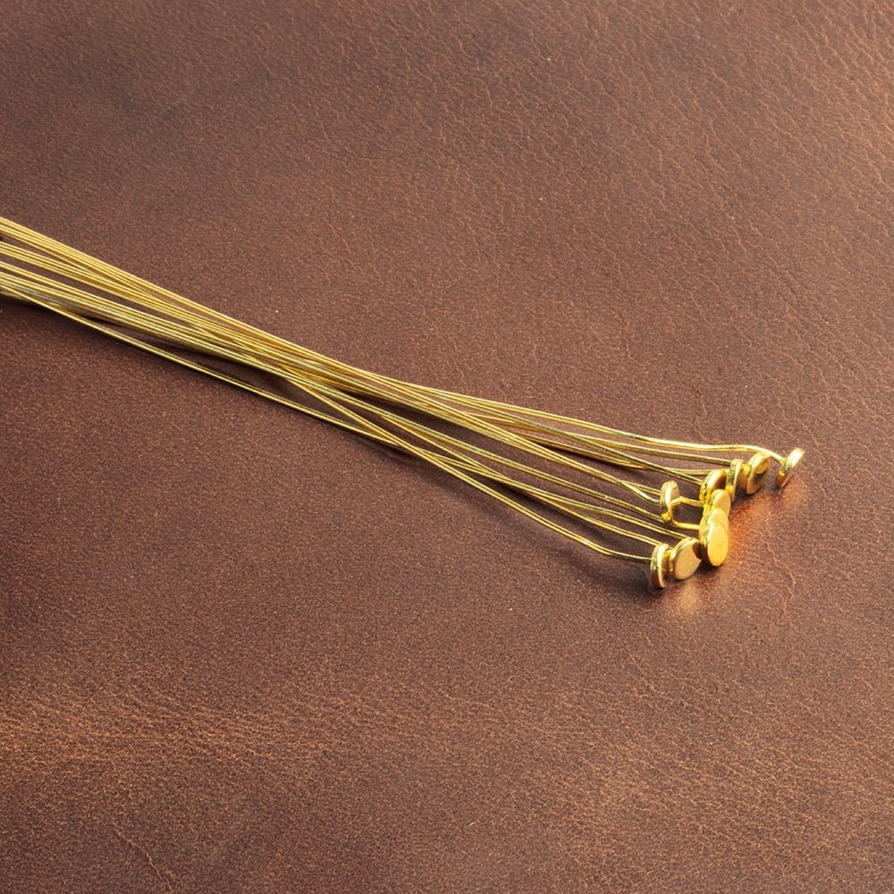 3" Vermeil Disc Headpin - 26 Gauge Wire (10 Pack) - AtlantaFindingsCompany