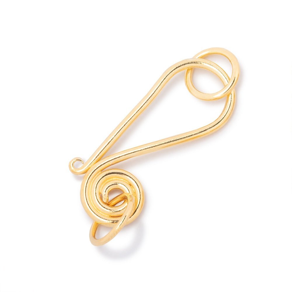 30x12mm Vermeil Hook with Swirl Design - 1 Piece - AtlantaFindingsCompany