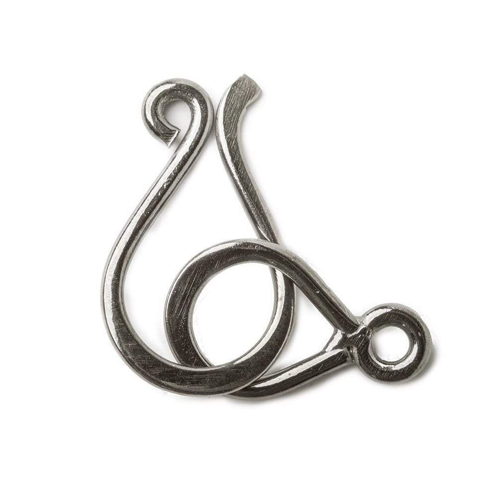 30x14mm Shiny Black Gold Plated Sterling Silver Hook and Eye Clasp - 1 Piece - AtlantaFindingsCompany