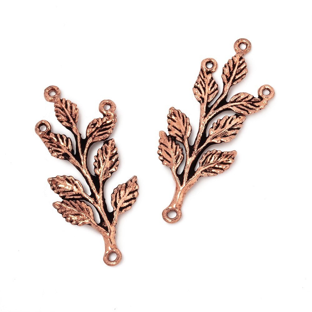 30x15mm Leafy Branch 3 Ring Charm Set of 2 pieces - AtlantaFindingsCompany