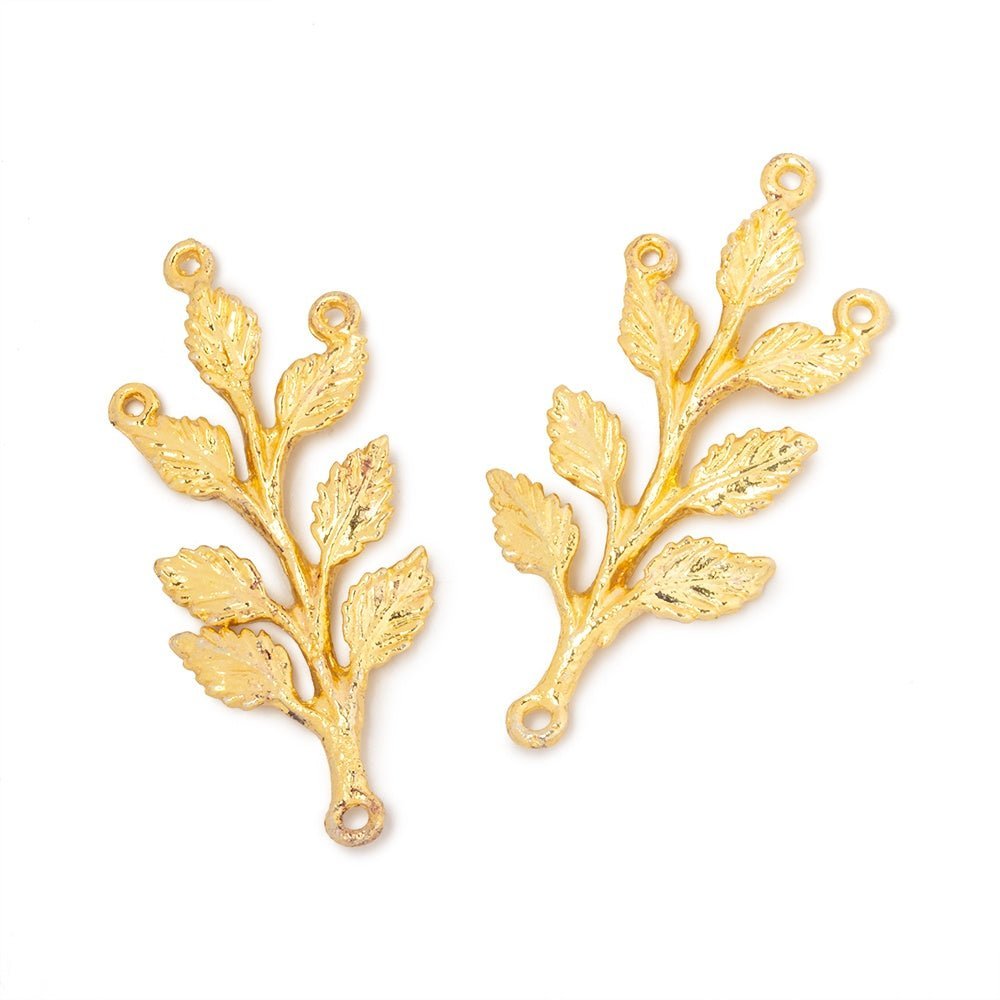 30x15mm Leafy Branch 3 Ring Charm Set of 2 pieces - AtlantaFindingsCompany