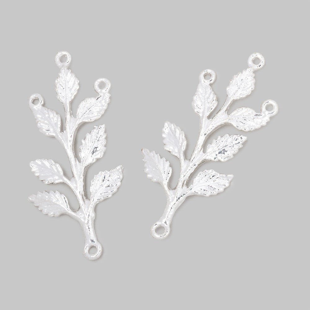 30x15mm Leafy Branch 3 Ring Charm Set of 2 pieces - AtlantaFindingsCompany