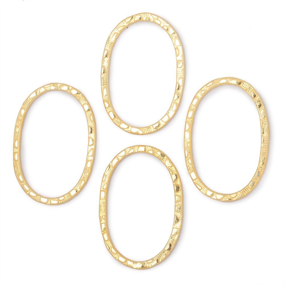 30x20mm Stamped Oval Charm Set of 4 pieces - AtlantaFindingsCompany
