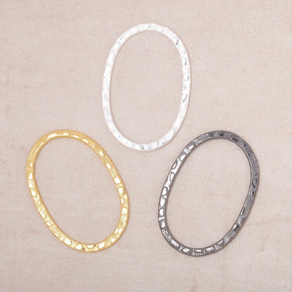 30x20mm Stamped Oval Charm Set of 4 pieces - AtlantaFindingsCompany