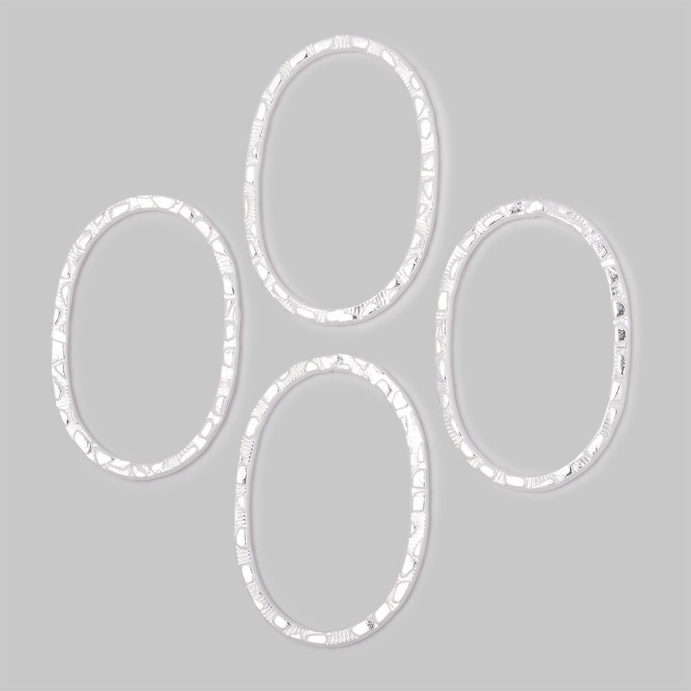 30x20mm Stamped Oval Charm Set of 4 pieces - AtlantaFindingsCompany