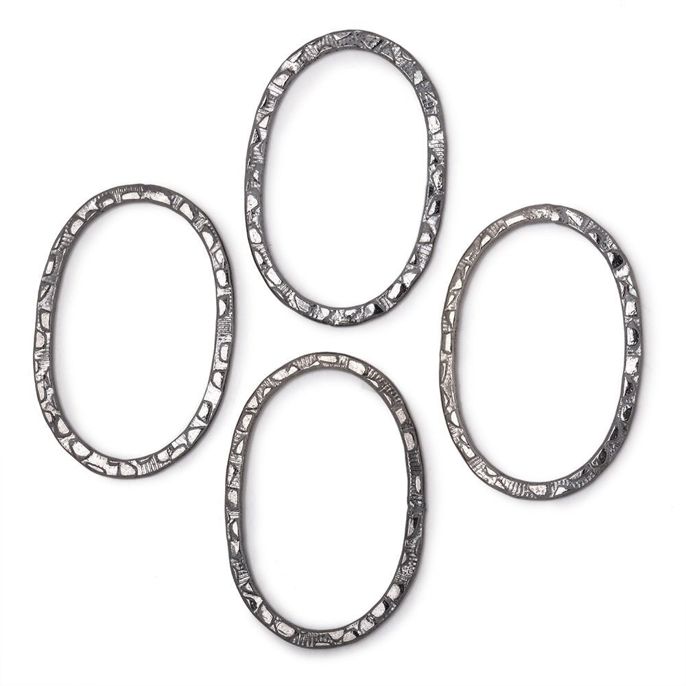 30x20mm Stamped Oval Charm Set of 4 pieces - AtlantaFindingsCompany