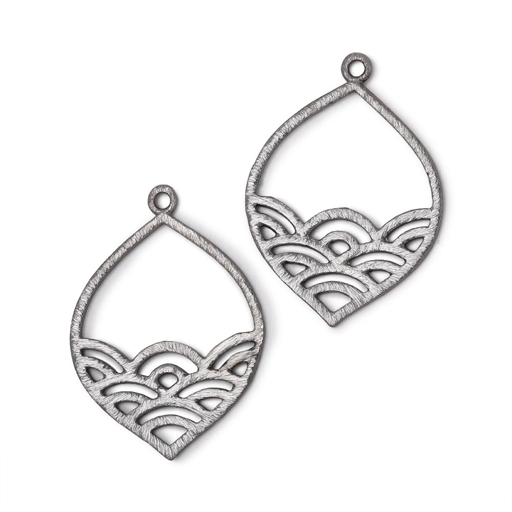 30x24mm Brushed Filigree Marquise Charm Set of 2 pieces - AtlantaFindingsCompany