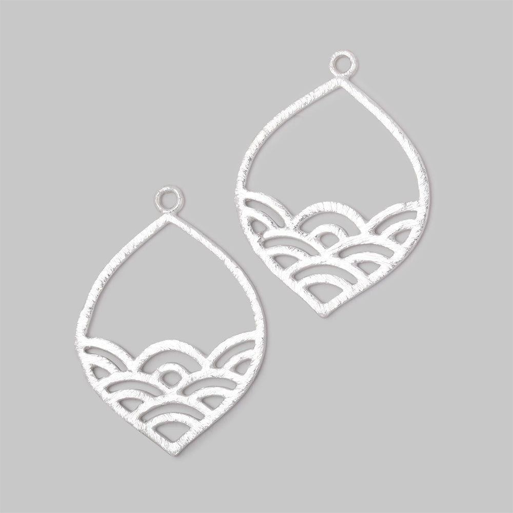 30x24mm Brushed Filigree Marquise Charm Set of 2 pieces - AtlantaFindingsCompany