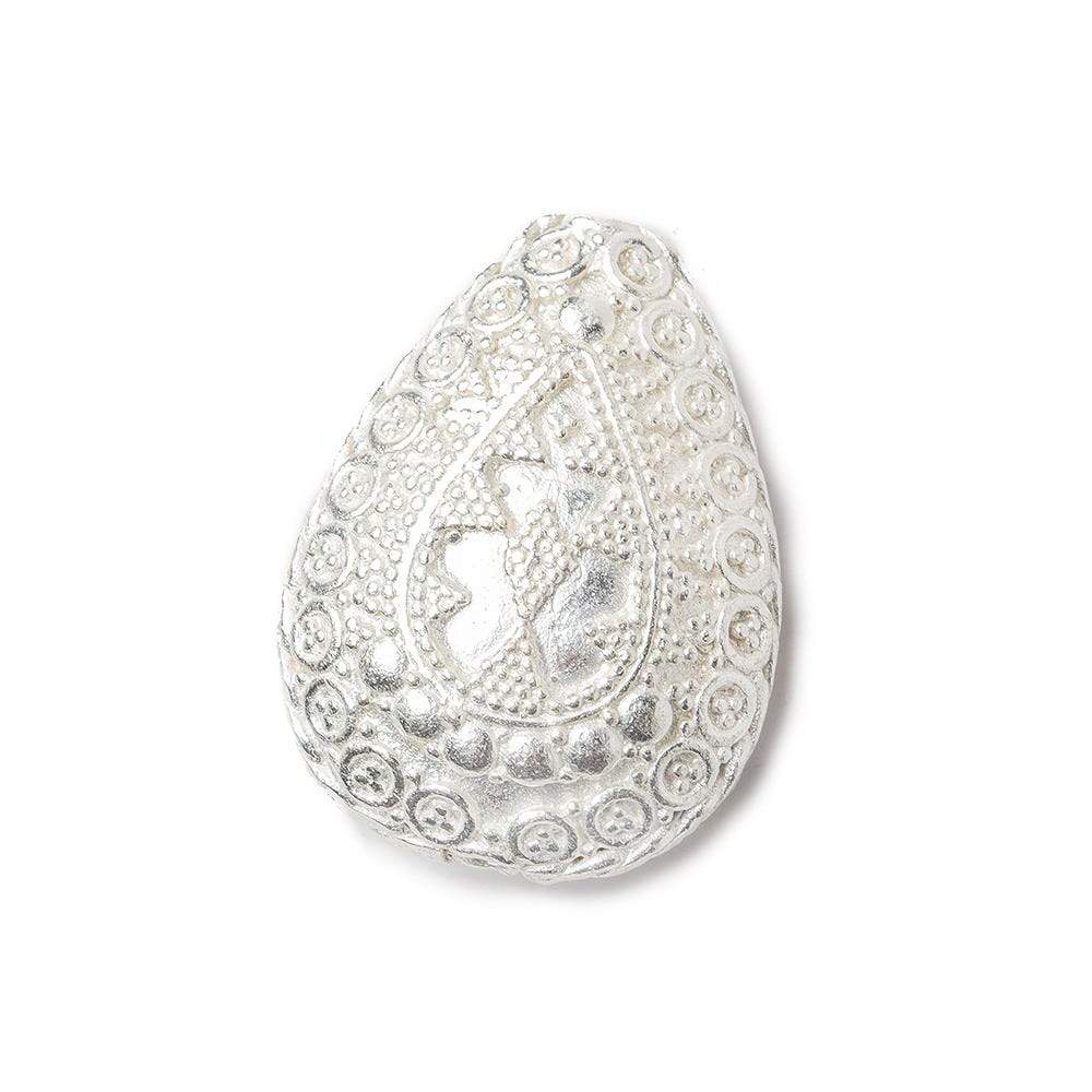 Sterling Silver Plated Copper Pear Bead - 31x22x12mm - AtlantaFindingsCompany