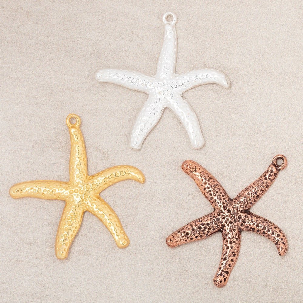 32mm Starfish Pendant Charm Set of 2 pieces - AtlantaFindingsCompany