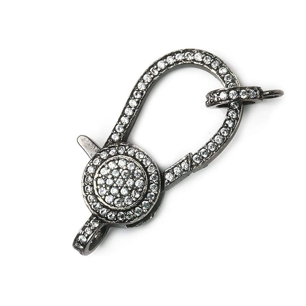 33.5x16mm Black Gold Sterling Silver CZ Coin Lobster Clasp with CZ Ring (1 Piece) - AtlantaFindingsCompany