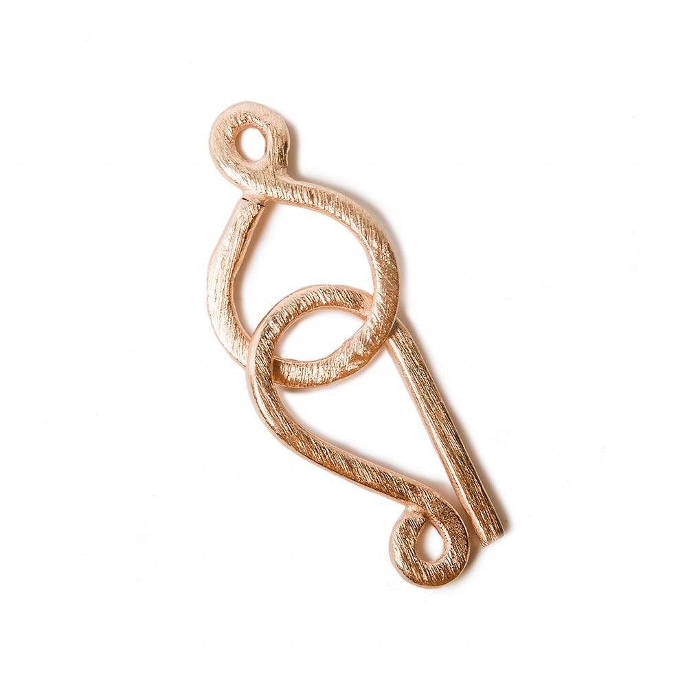 33x13mm Brushed Rose Gold Plated Sterling Silver Hook and Eye Clasp (1 Piece) - AtlantaFindingsCompany