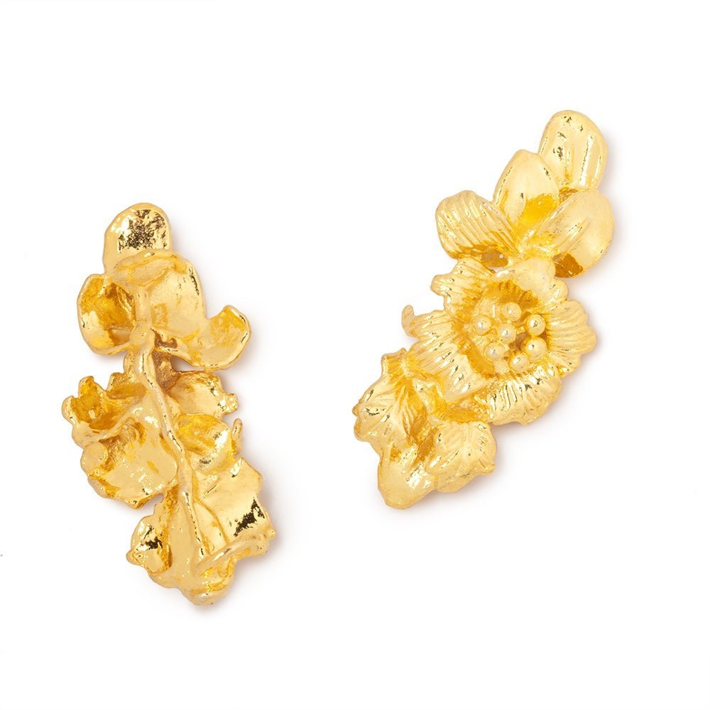 33x15mm Hibiscus Flower Slider Charm Set of 2 pieces - AtlantaFindingsCompany