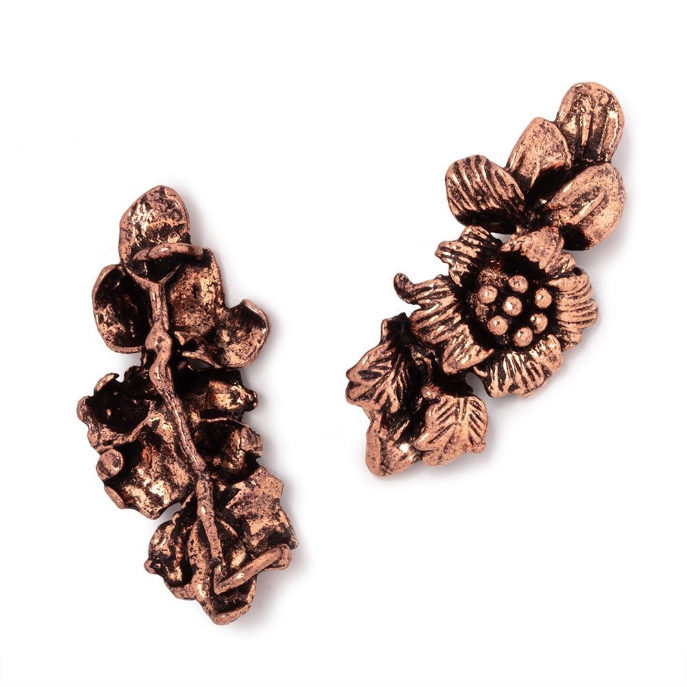33x15mm Hibiscus Flower Slider Charm Set of 2 pieces - AtlantaFindingsCompany