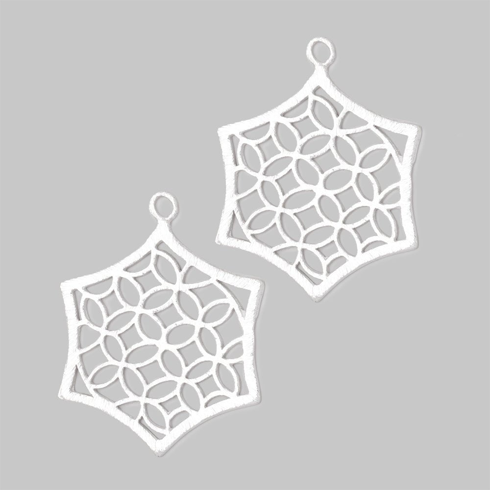 33x30mm Brushed Filigree Hexagon Charm Set of 2 pieces - AtlantaFindingsCompany
