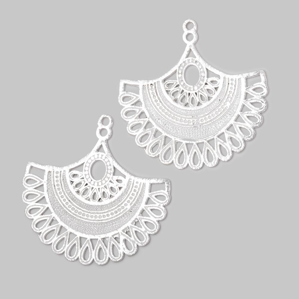 34.5mm Brushed Filigree Fan Charm Set of 2 pieces - AtlantaFindingsCompany
