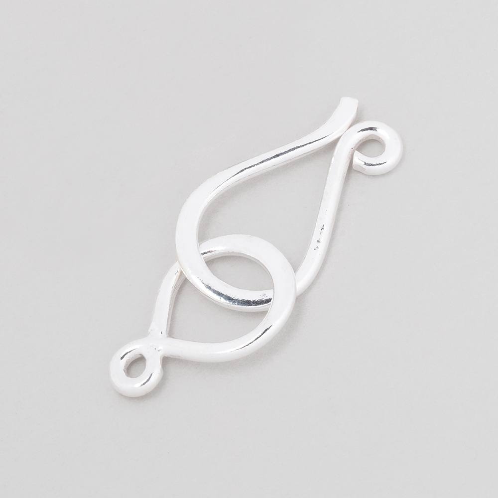 Shiny Sterling Silver Hook and Eye Clasp - 34x12mm - AtlantaFindingsCompany