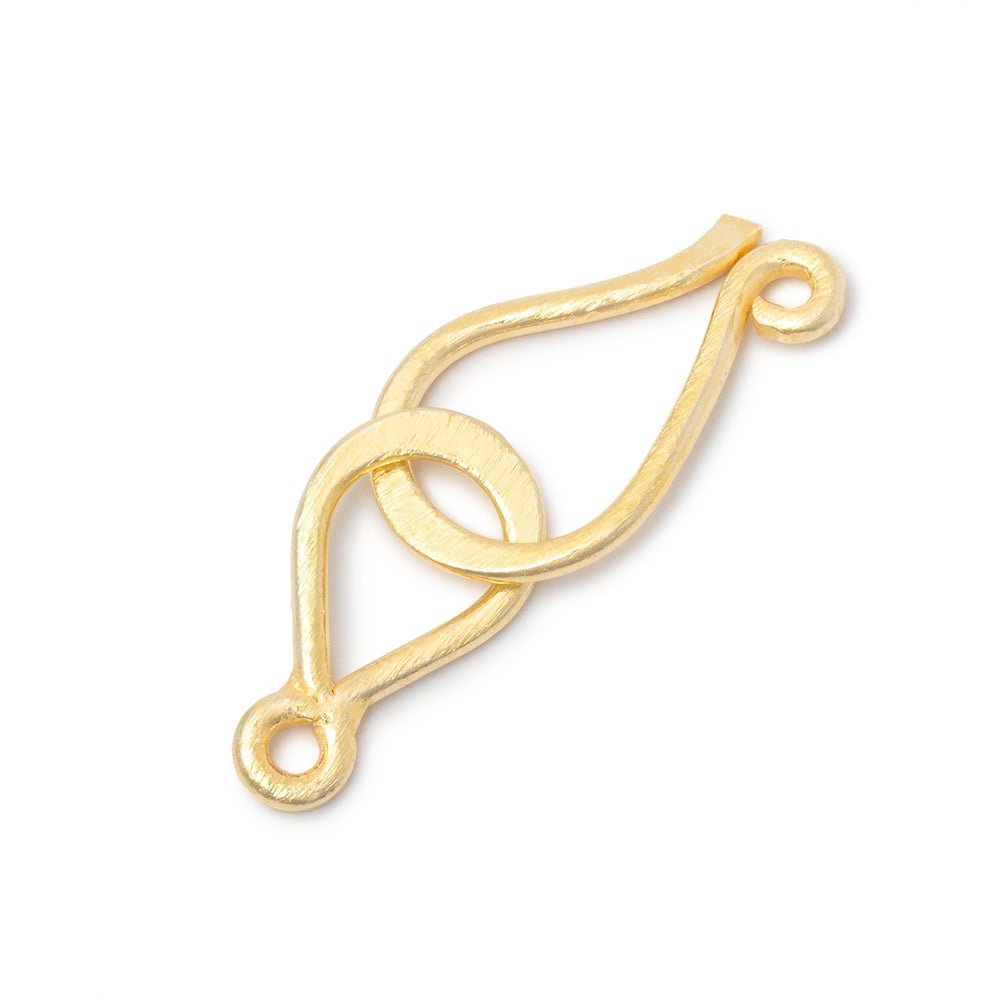 Vermeil Brushed Hook and Eye Clasp - 34x12mm - AtlantaFindingsCompany