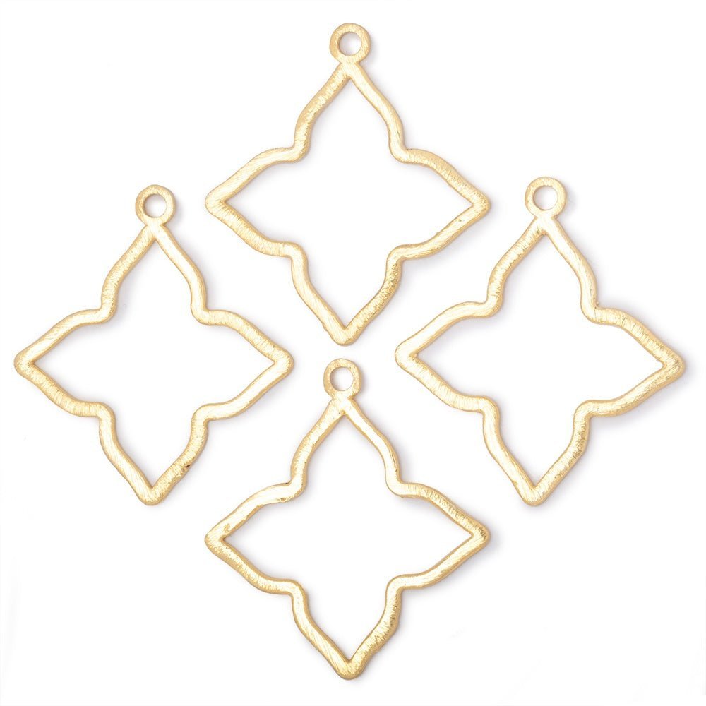 35mm Brushed 4 Point Star Charm Set of 4 pieces - AtlantaFindingsCompany