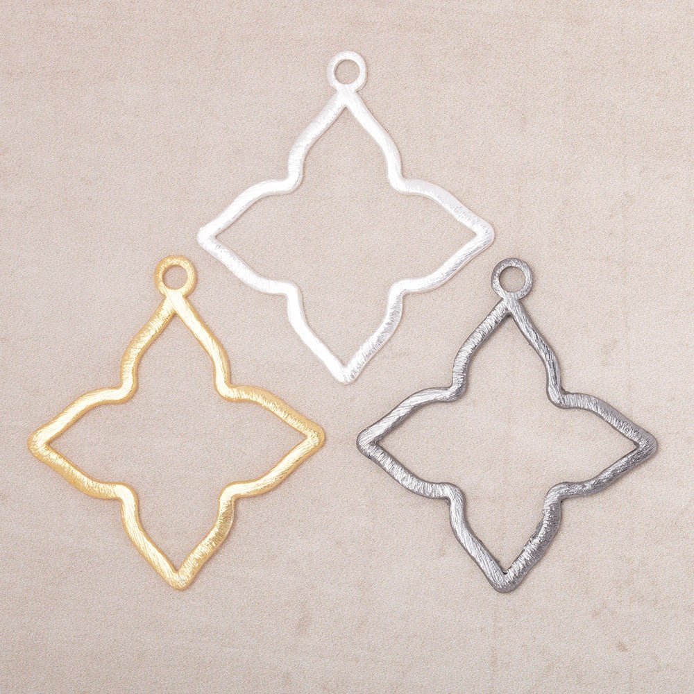 35mm Brushed 4 Point Star Charm Set of 4 pieces - AtlantaFindingsCompany
