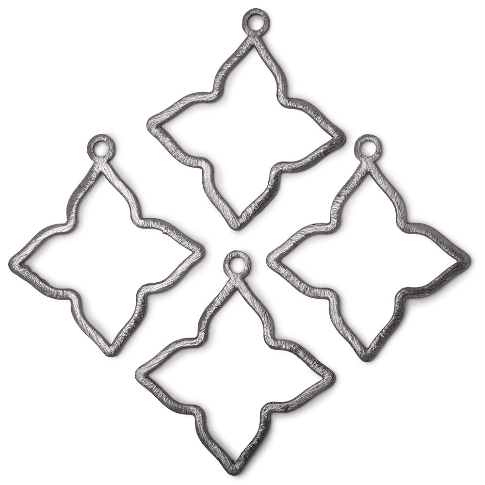 35mm Brushed 4 Point Star Charm Set of 4 pieces - AtlantaFindingsCompany