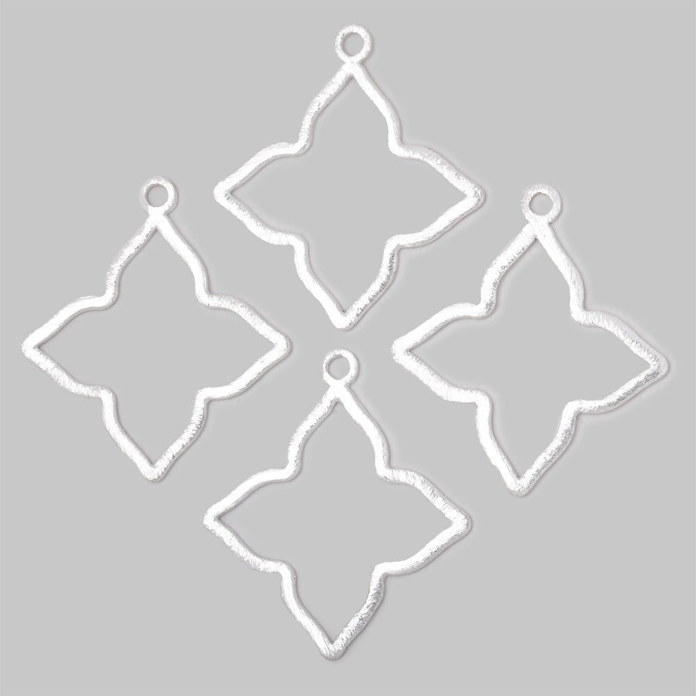 35mm Brushed 4 Point Star Charm Set of 4 pieces - AtlantaFindingsCompany