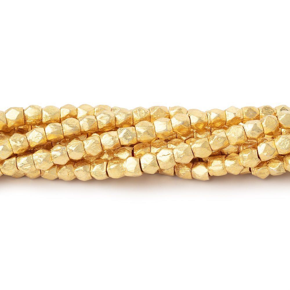 3.5mm Brushed Hand Cut Nugget Beads - Faceted & Plated - AtlantaFindingsCompany