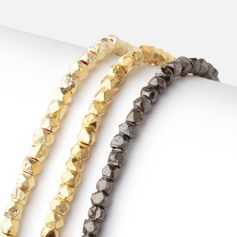 3.5mm Faceted Nugget Beads - 8" Strand (Approx. 57 Pieces) - AtlantaFindingsCompany