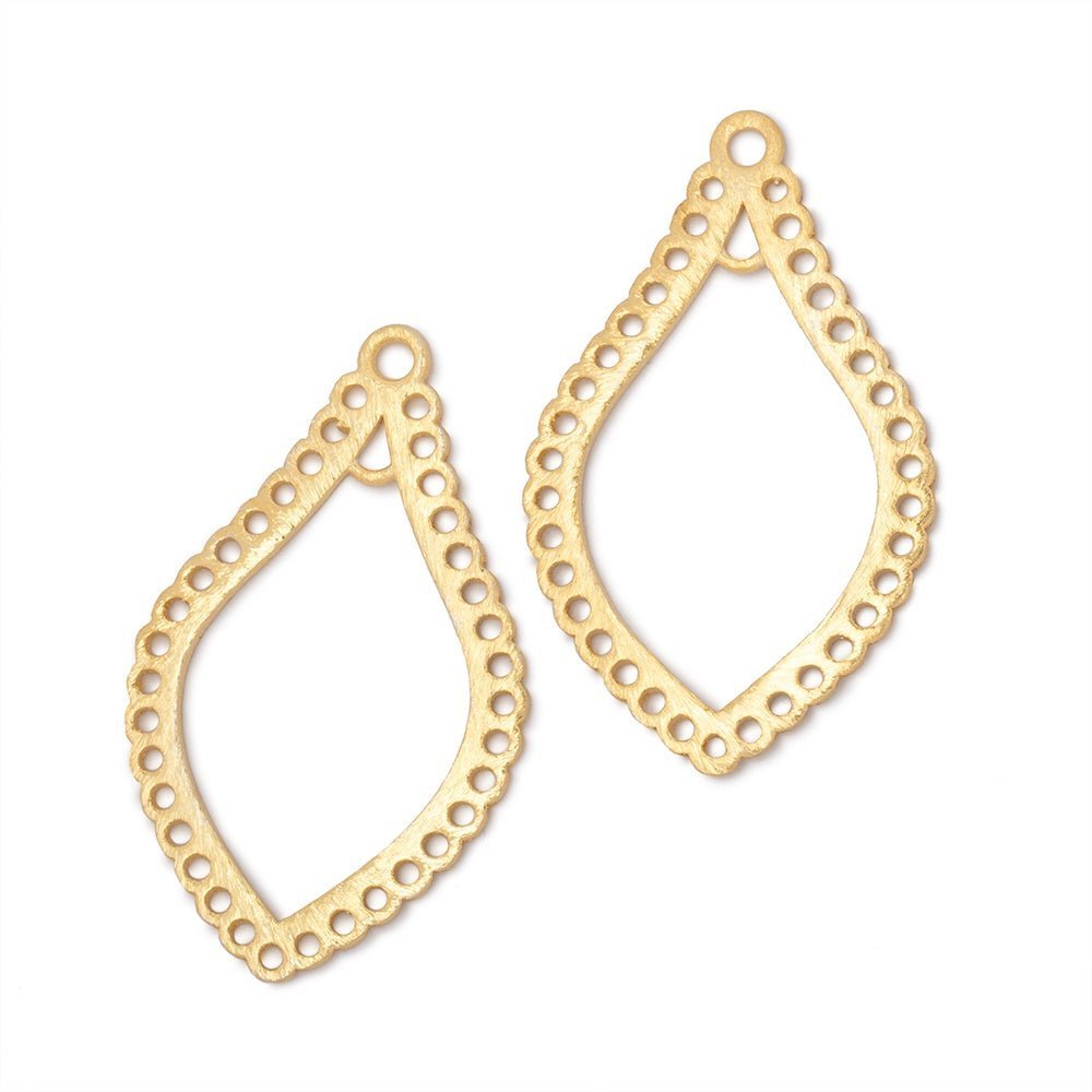 35x21mm Brushed Filigree Tear Drop Charm Set of 2 pieces - AtlantaFindingsCompany
