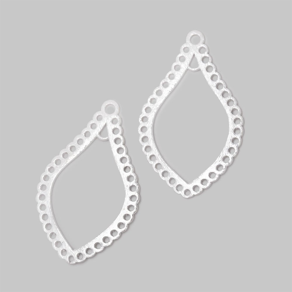 35x21mm Brushed Filigree Tear Drop Charm Set of 2 pieces - AtlantaFindingsCompany