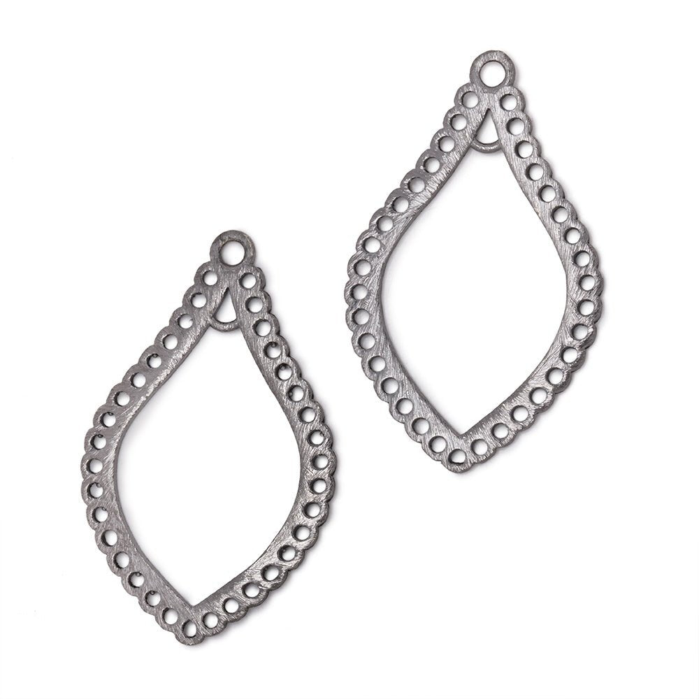 35x21mm Brushed Filigree Tear Drop Charm Set of 2 pieces - AtlantaFindingsCompany