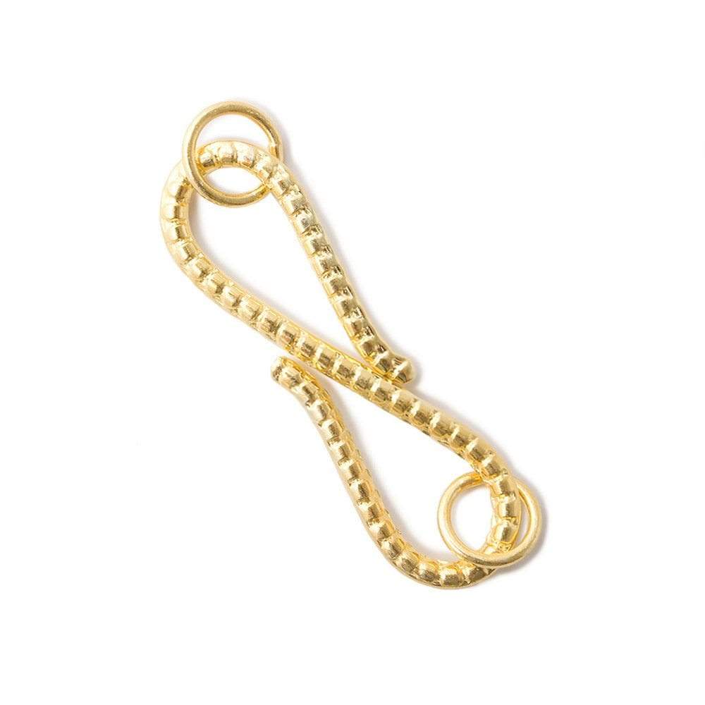 36mm Vermeil Gold Plated S Hook Clasp with Pebble Design - AtlantaFindingsCompany