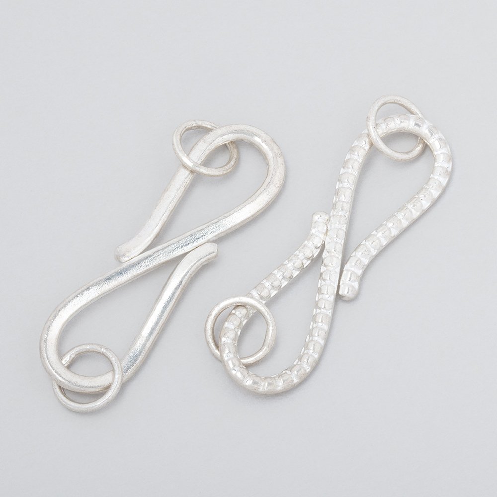 Sterling Silver Ribbed S Hook Clasp - 36x10mm - AtlantaFindingsCompany