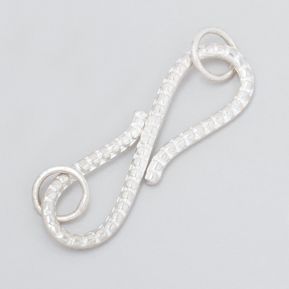 Sterling Silver Ribbed S Hook Clasp - 36x10mm - AtlantaFindingsCompany