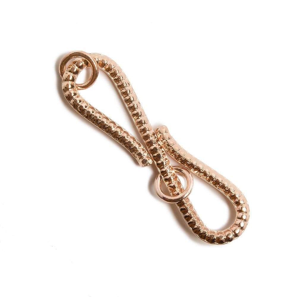 Rose Gold Plated Silver S Hook Clasp (36x11mm, Ribbed Design) - 1 Piece - AtlantaFindingsCompany