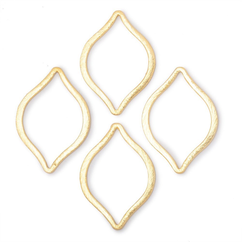 36x26mm Brushed Marquise Charm Set of 4 pieces - AtlantaFindingsCompany