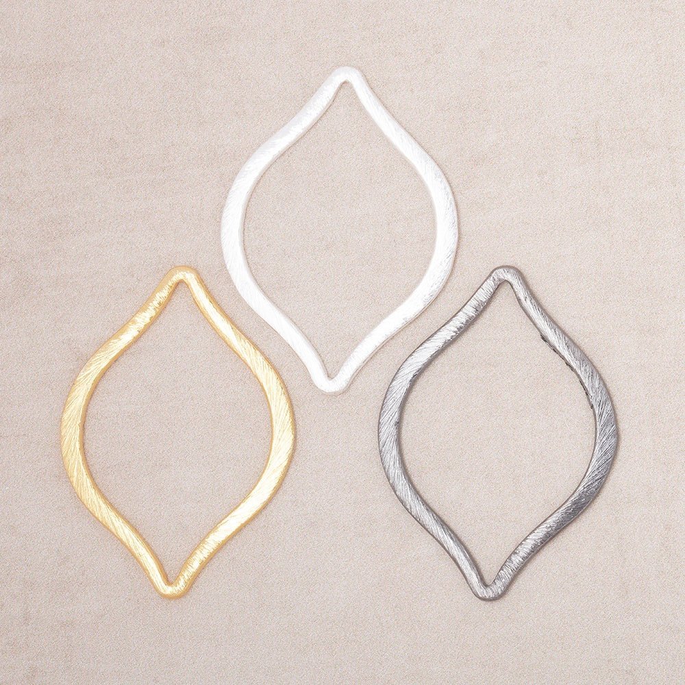 36x26mm Brushed Marquise Charm Set of 4 pieces - AtlantaFindingsCompany