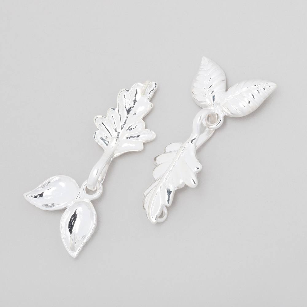 38x18mm Sterling Silver Clasp with Leaf Detail - 1 pc - AtlantaFindingsCompany