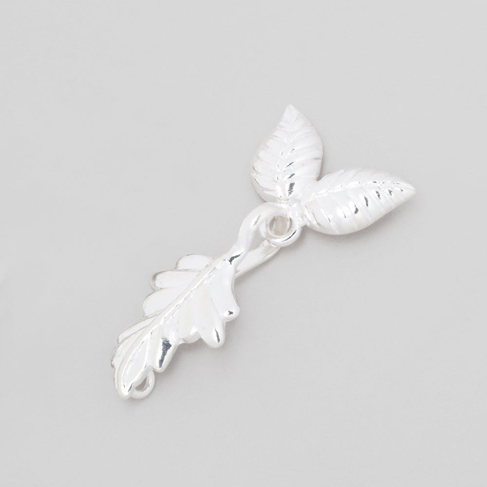 38x18mm Sterling Silver Clasp with Leaf Detail - 1 pc - AtlantaFindingsCompany