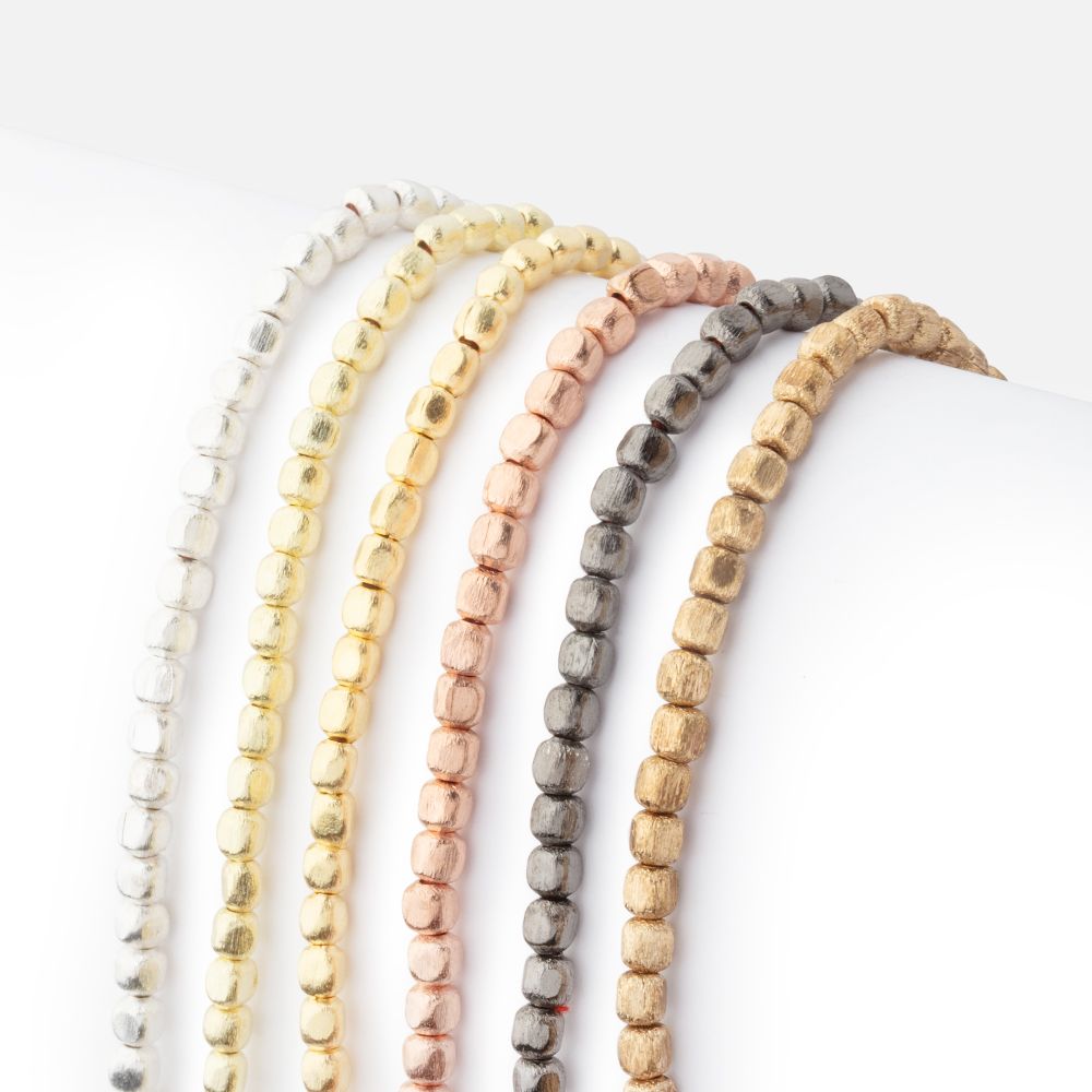 3mm Brushed Cube Beads - Plated Copper Strands - AtlantaFindingsCompany