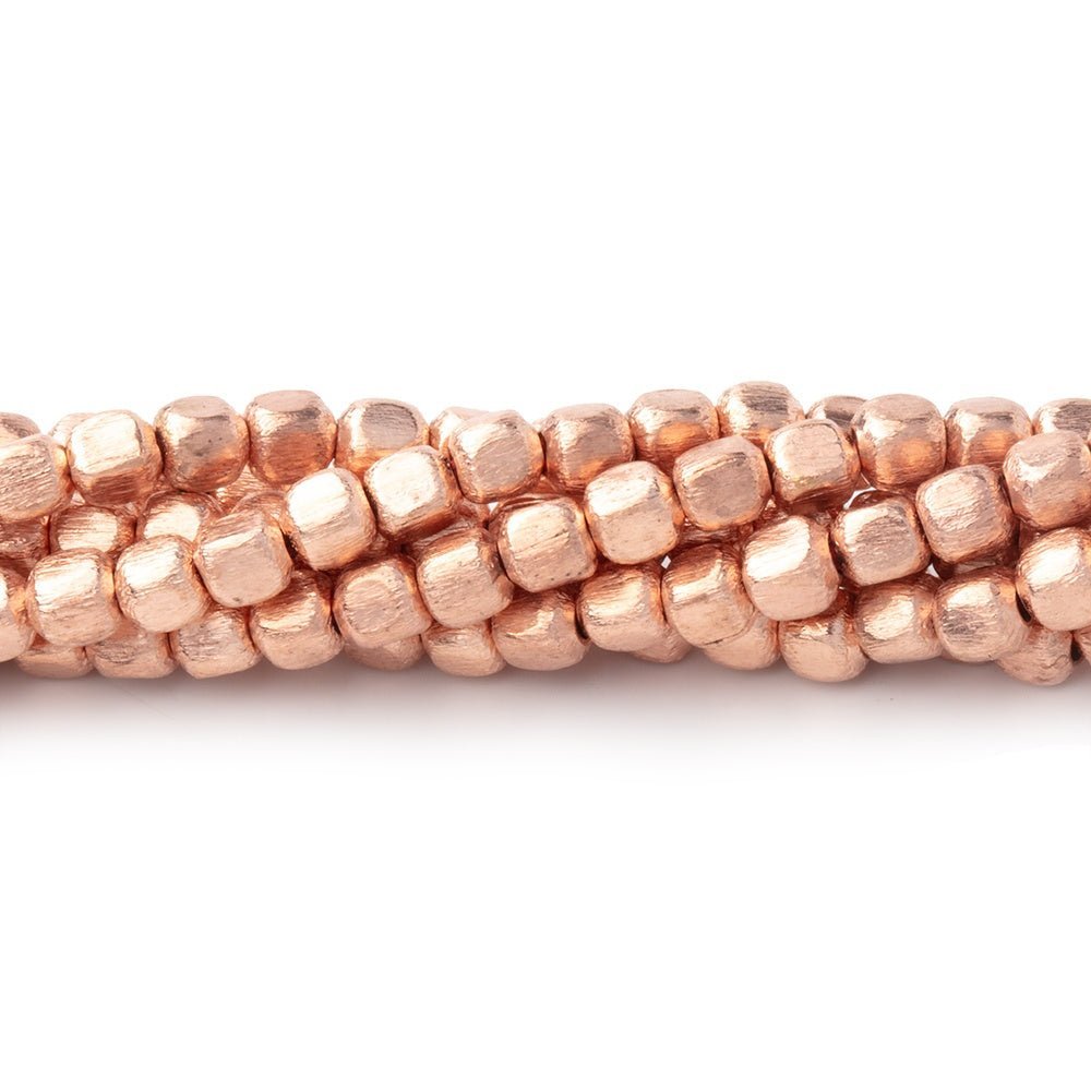 3mm Brushed Cube Beads - Plated Copper Strands - AtlantaFindingsCompany
