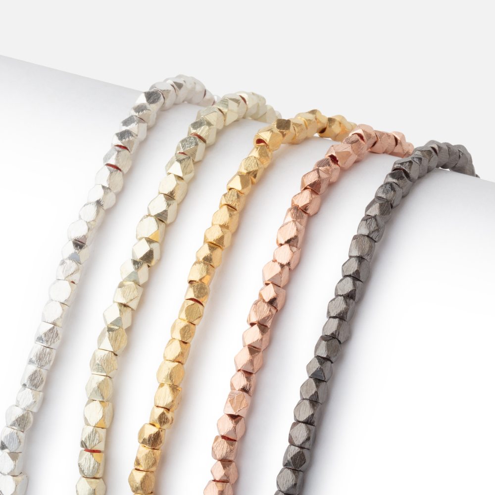 3mm Brushed Faceted Nugget Beads - Precision Cut Copper Beads - AtlantaFindingsCompany