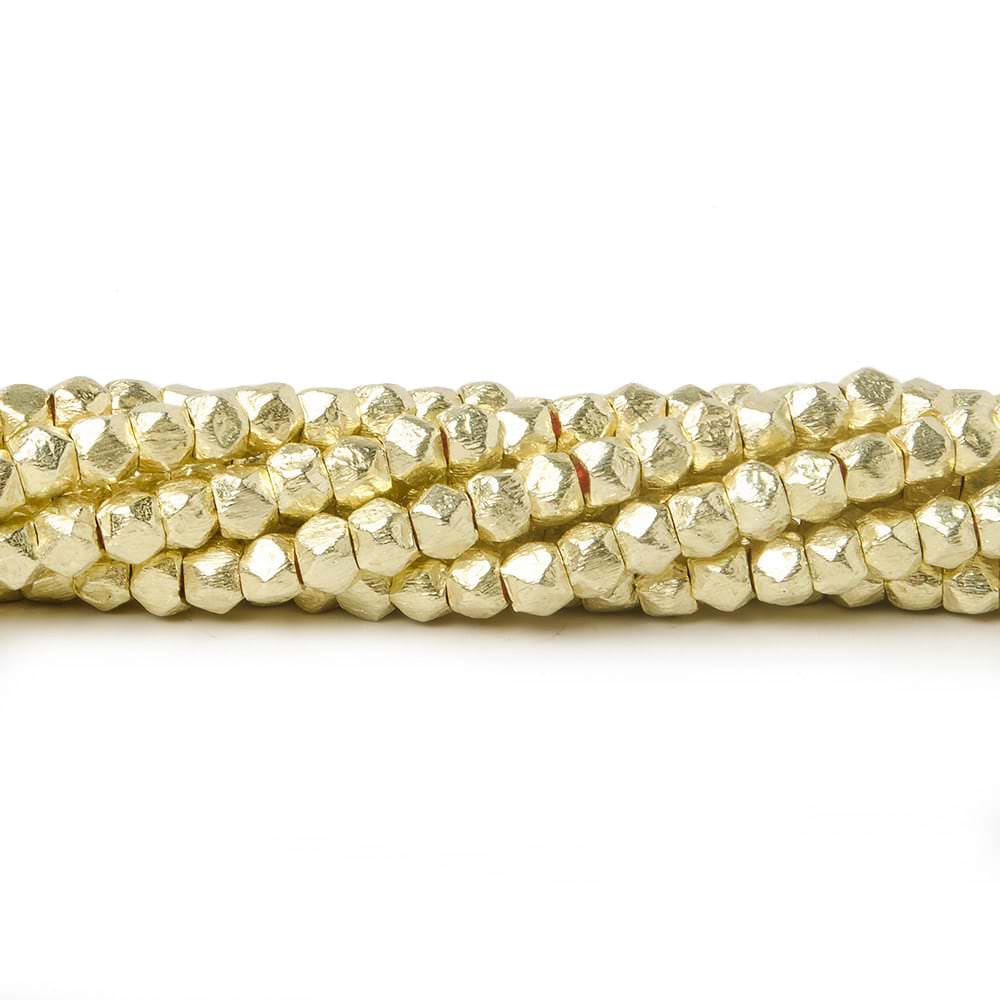3mm Brushed Hand Cut Faceted Nugget Beads - Unique Loose Gemstone Strands - AtlantaFindingsCompany