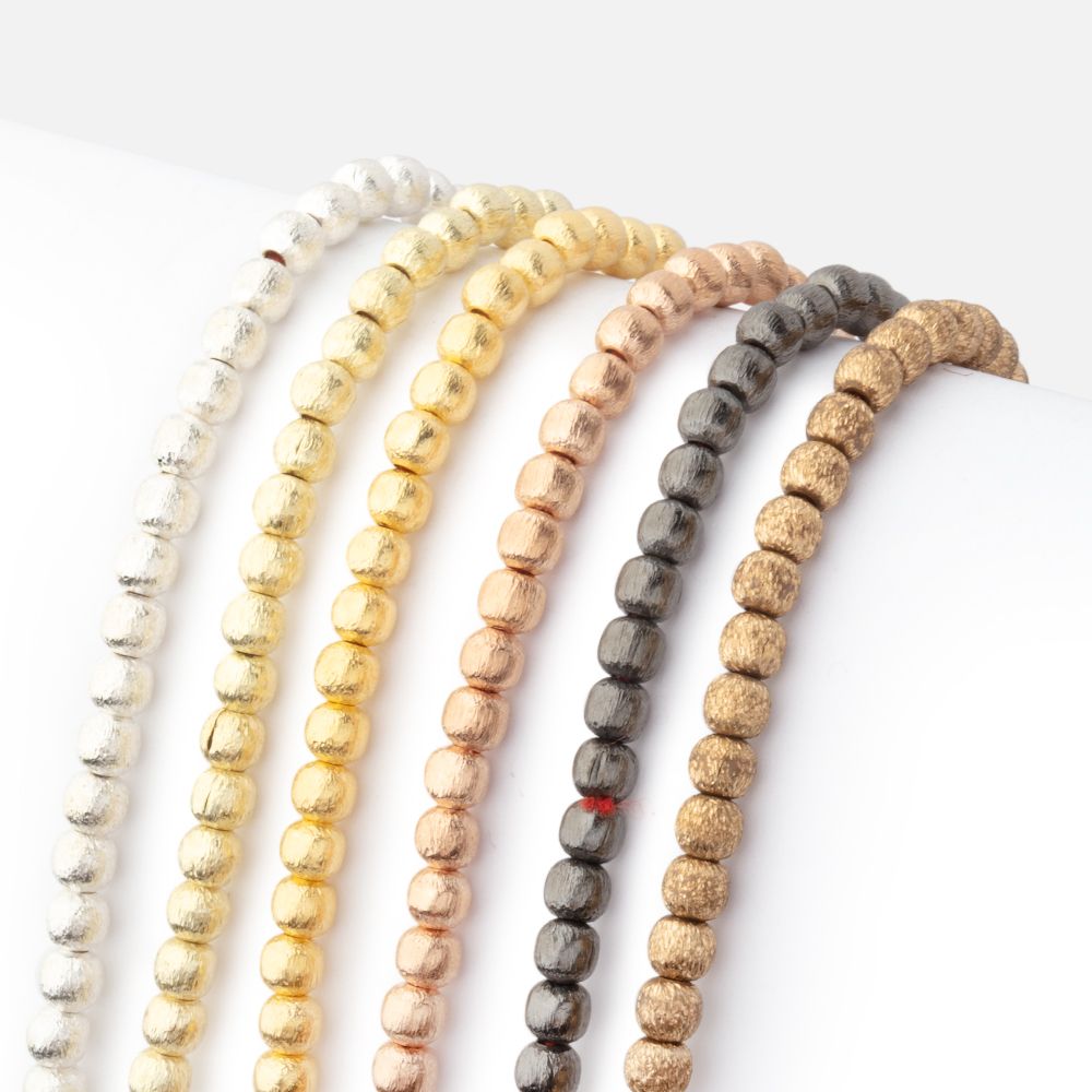 3mm Brushed Round Beads - Plated Over Copper - AtlantaFindingsCompany
