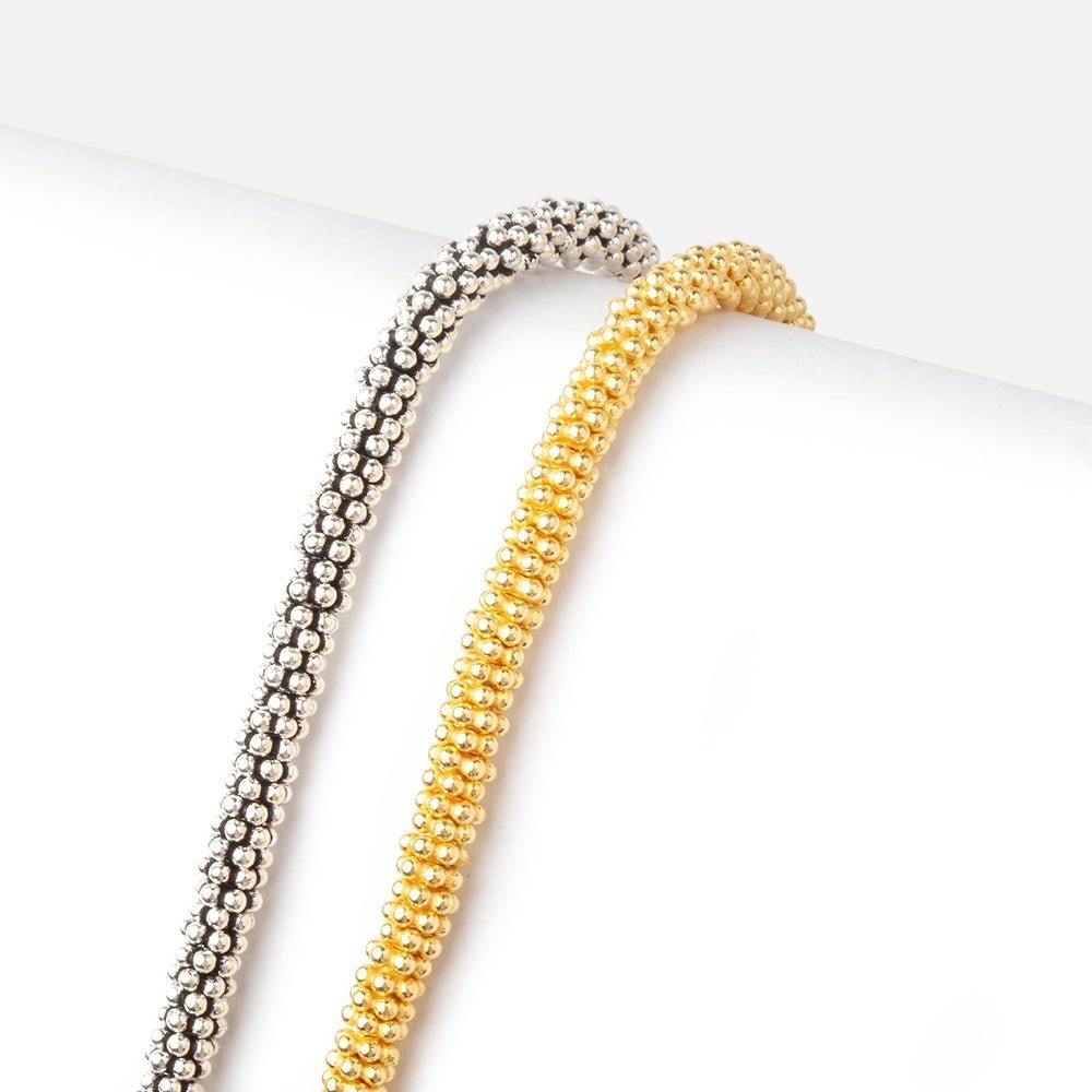 3mm Daisy Spacer Beads - Sterling Silver Base, 4 - inch Strand (Approx. 78 Beads) - AtlantaFindingsCompany