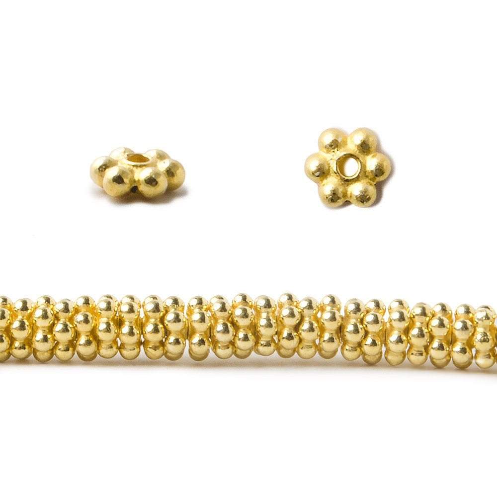 3mm Daisy Spacer Beads - Sterling Silver Base, 4 - inch Strand (Approx. 78 Beads) - AtlantaFindingsCompany